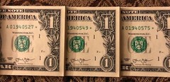 MULTIPLE ERROR THREE (3) ✯ STAR NOTES SEQUENTIAL $1 Dollar UNC CRISP from BEP