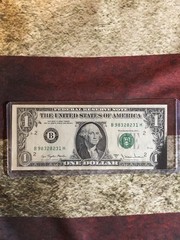 1977 $1 NY Federal Reserve Note Error Ink Smear & Slight Front To Back Transfer