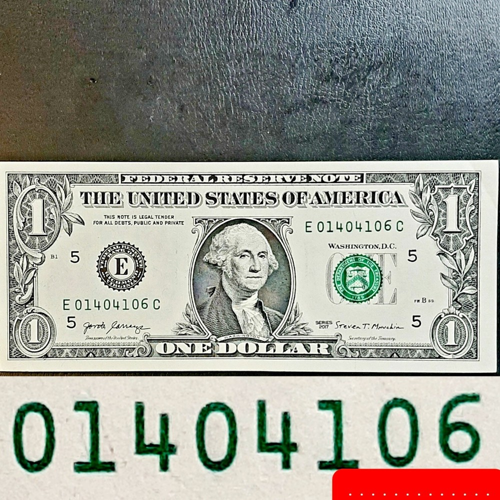 $1 BINARY, RADAR SERIAL NUMBER 0140410 6 ERROR RAISED DIGIT « 6 »