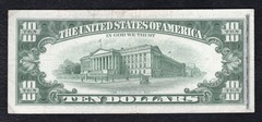 1969-C $10 FRN “PARTIAL BACK TO FACE OFFSET PRINTING ERROR” VERY FINE+
