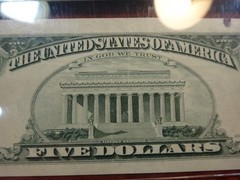 1995 $5 FW Error Full Back to Face Offset Federal Reserve Note Fr#1985-L PCGS 40