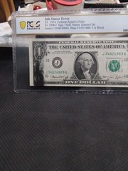 $1 1974 Ink Smeared Error Note, PCGS 63 CHOICE UNC FR-1908-J