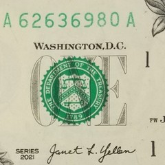 Insufficient Ink ERROR Serial Number Dollar Lighter BEP 1 U.S. Series 2021 A / A