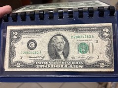 Error $2 Bill Rare 1976 Right Side Border Ends On The Edge Of The Bill Series C.