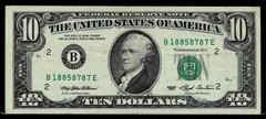 OFFSET PRINTING ERROR $10 1993 FR NOTE VERY FINE