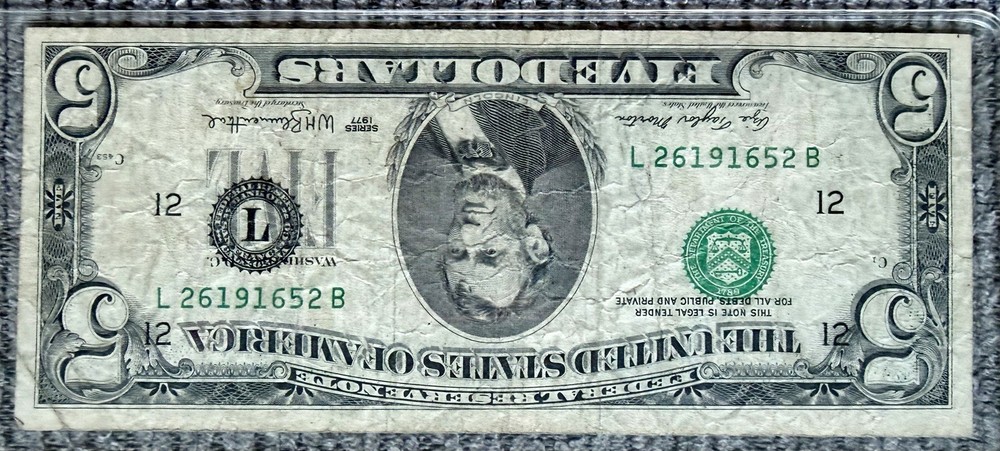 Error 5 Dollar Note, Inverted Overprint – Upside Down Serial Number & Seals!
