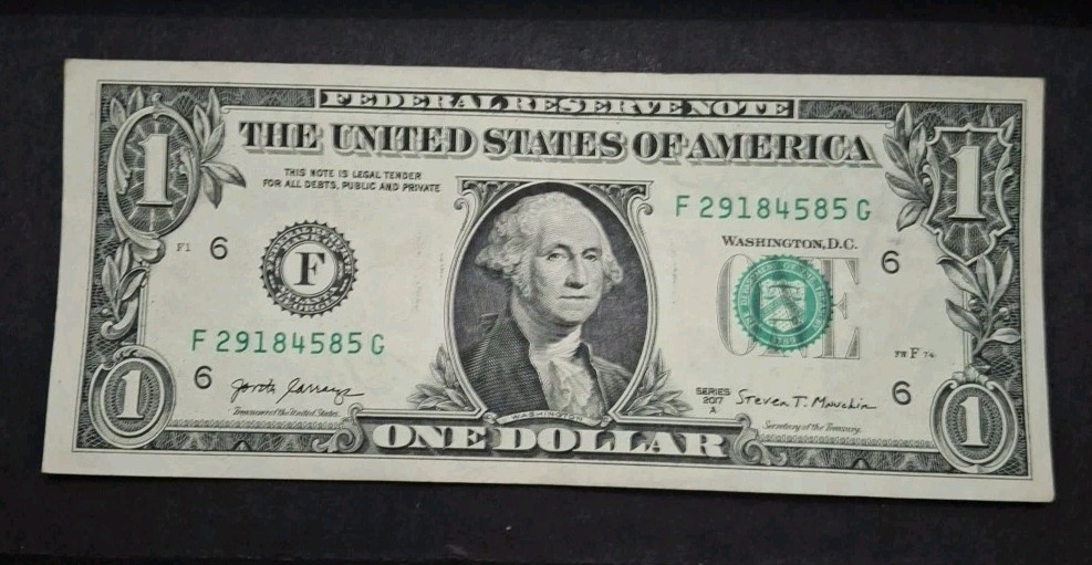 Wet Ink Transfer Error Note One Dollar Bill Atlanta Circulated But Nice