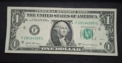 Wet Ink Transfer Error Note One Dollar Bill Atlanta Circulated But Nice