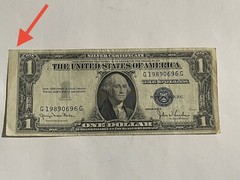 $1 ERROR 1935-E (SILVER CERTIFICATE) MISCUT ERROR – Misaligned Shift, Bad Cut