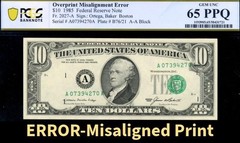 HGR FR.2079-A ((ERROR)) 1985 $10 (Major Misaligned Print) PCGS GEM UNC 65PQ