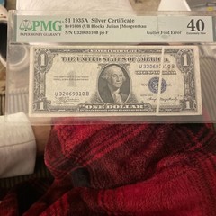 1935A $1 Silver Certificate PMG 40 Fr #1608 Gutter Fold Error Extremely Fine