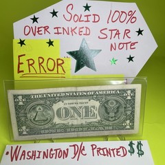 ERROR – SOLID OVER-INKED STAR ⭐️ Note $1 Nice Condition 💵Series 2017 D/C Print
