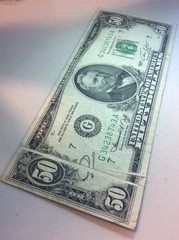 Major Error 1974 $50 FRN Note – Double Gutter Folds – Misprinted Currency