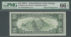 GEM UNC OFFSET Printing ERROR 1988A $10 CERTIFIED PMG Federal Reserve Note!