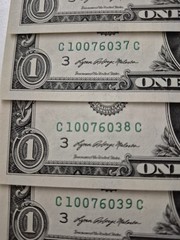 Lot Of 5 Perfect Consecutive $1 One Dollar Notes W/Gas Pump Error Mint Condition