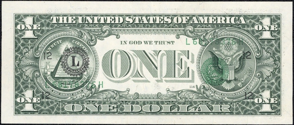 OVERPRINT ON BACK OFFSET Printing Error 1995 $1 San Francisco Note Fr#1921L