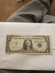 1957 One DOLLAR $1 SILVER CERTIFICATE OFF CENTER ERROR CUT Misalignment