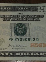 Over inking Error $20 Twenty Dollar Bill Serial Error 2017A PF27050842D