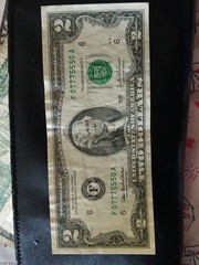 2003 A $2 Bill Uncirculated F07775550A DBL Ink Error On Front