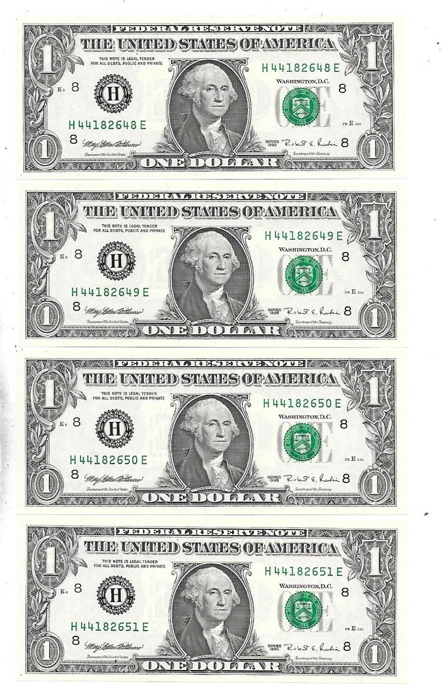 $1 1995 BP 295 Engraving Error St. Louis HE Block Run 7 FP 331 Set of 4 GEM Unc