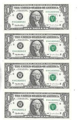 $1 1995 BP 295 Engraving Error St. Louis HE Block Run 7 FP 331 Set of 4 GEM Unc