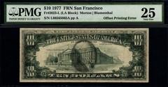 $10 1977 OFFSET Printing ERROR PMG VF 25 San Francisco Federal Reserve Note!