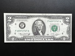 Two Dollar Bill. 1976 Uncirculated. Crisp. Error Uneven Cut
