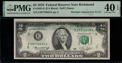 1976 $2 FRN « MULTIPLE IMPRESSION » PMG #40EPQ