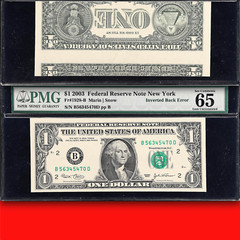 2003 PMG 65 EPQ Inverted Back $2,450 at Large Dealer! RARE DATE $1 One Dollar