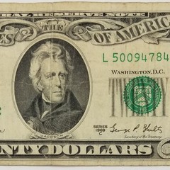 Third Print Error 1969 C Twenty Dollar $20 L (C) Offcenter Federal Reserve Note