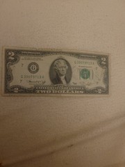 1976 Jefferson $2 Dollar Bill Miscut/misalligned Error Rare also mint mark off