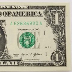 Insufficient Ink ERROR Serial Number Dollar Lighter BEP 1 U.S. Series 2021 A / A