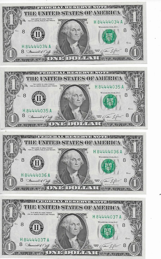 $1 1974 BP 905 Engraving error St. Louis Set of 4 Choice CU