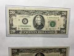 1993 Twenty Dollar Off Center Error & 1950 Twenty Dollar Bill